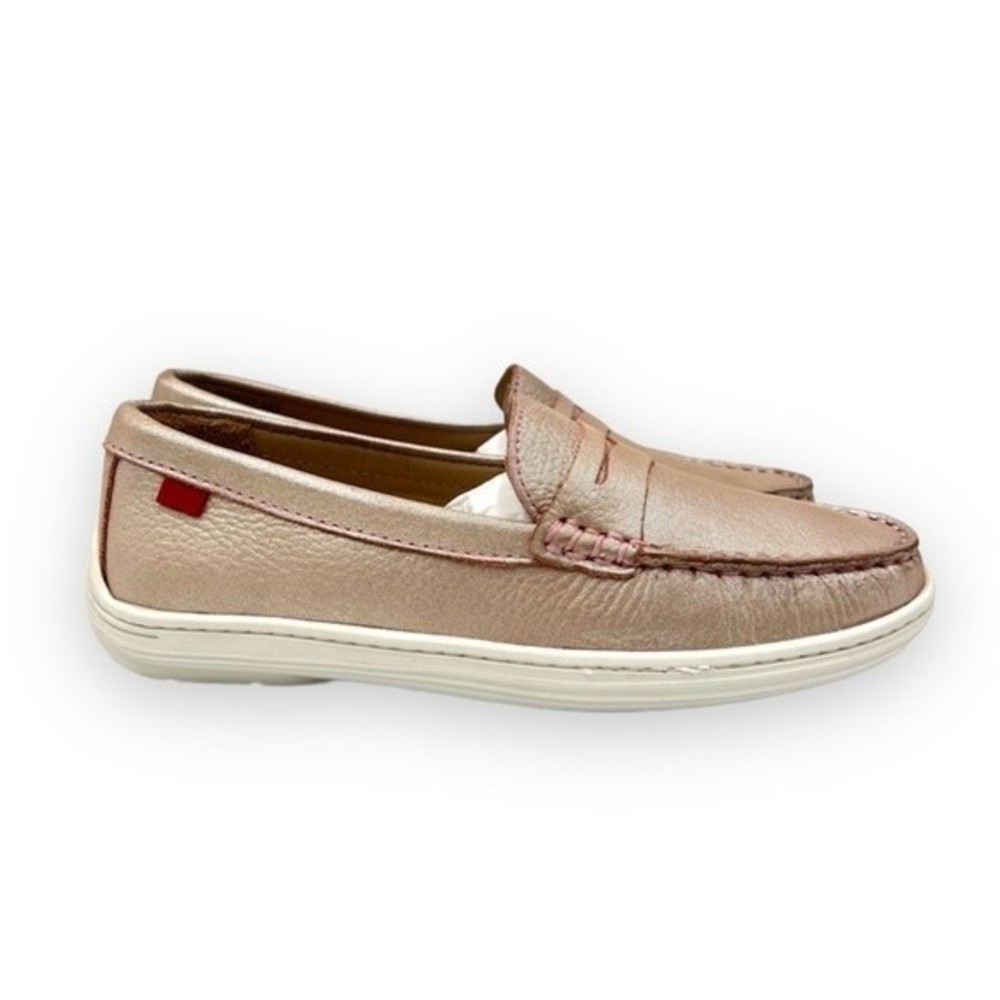 Marc Joseph Size 2.5 Rose Metallic Pink Leather White Slip‎ On Loafers Shoes